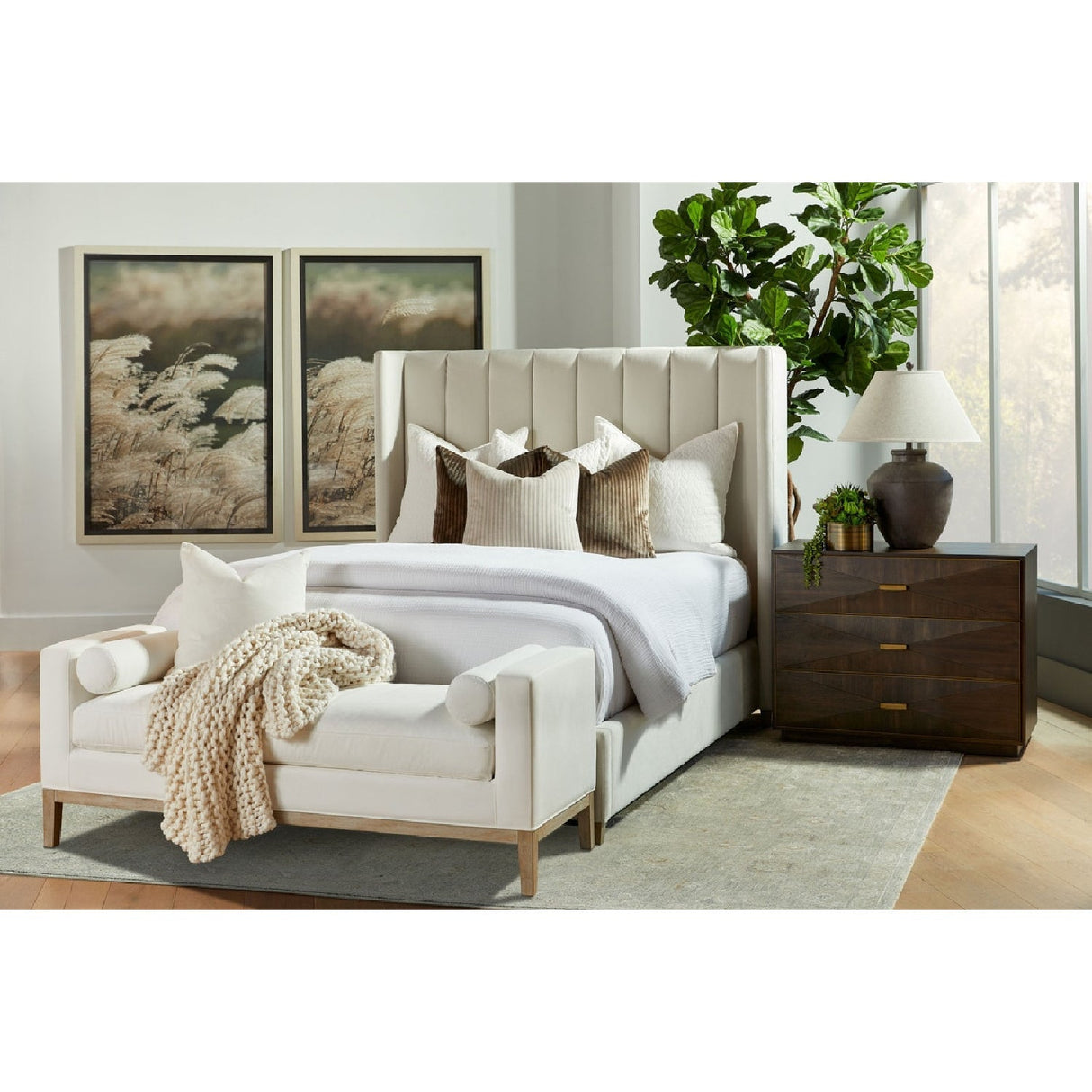 Channeled Velvet King Bed | Living Essentials Chandler – alternate view 20