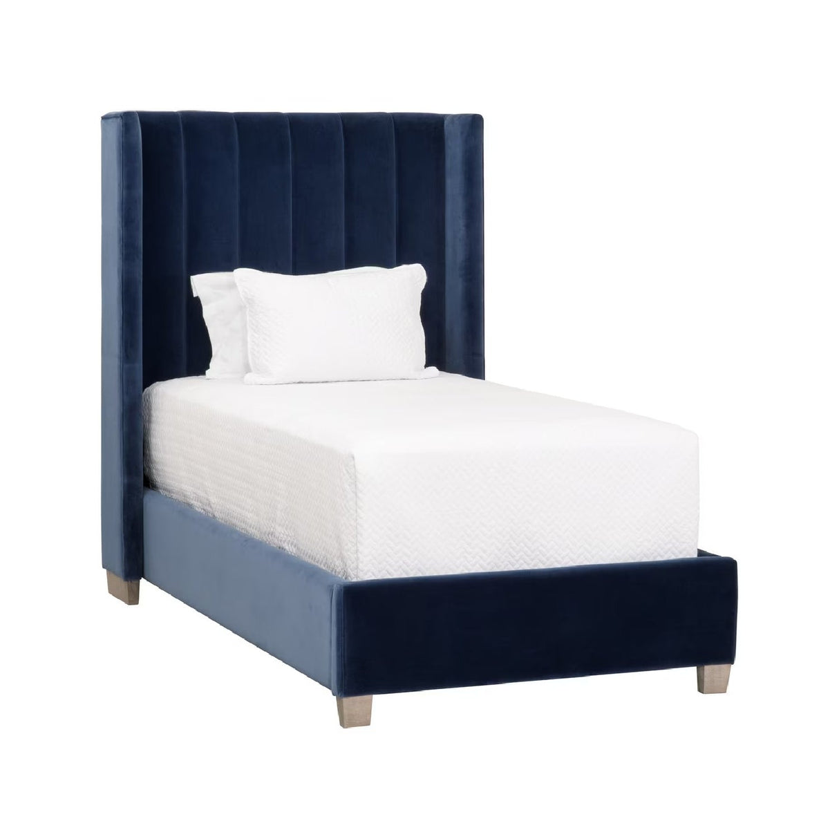 Modern European furniture - Blue Velvet Twin Bed - www.oroa.com