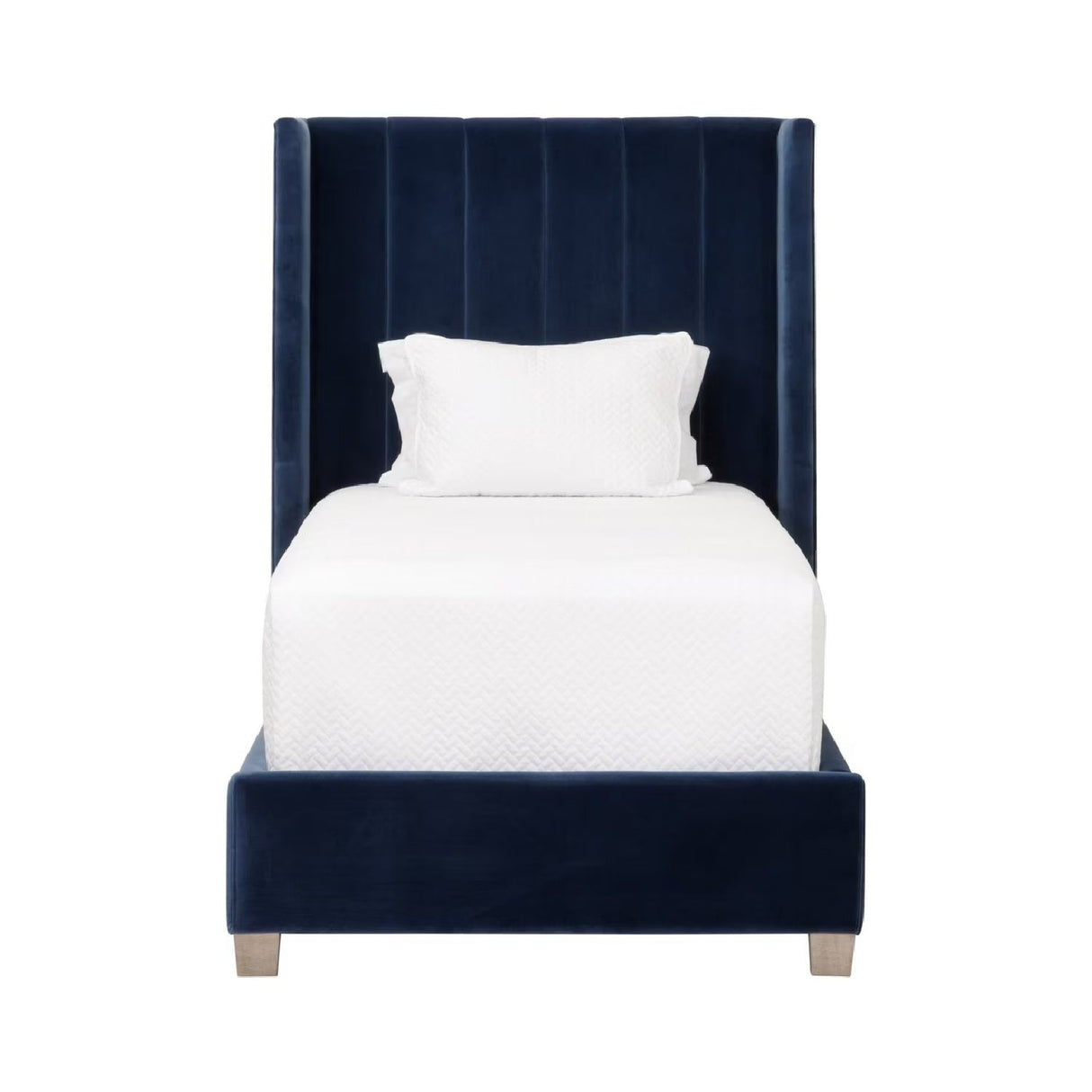 Modern European furniture - Blue Velvet Twin Bed - www.oroa.com