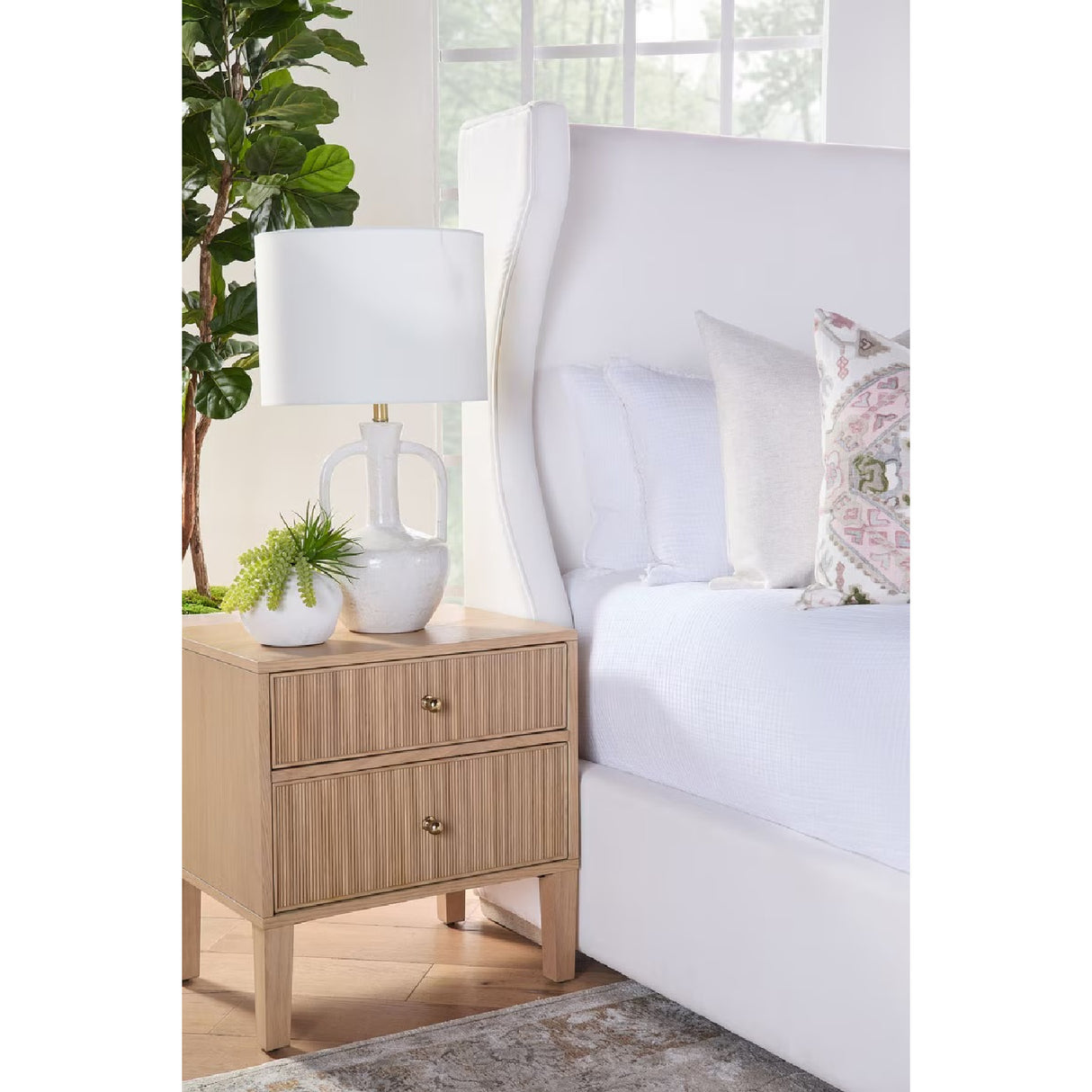 Wing-Shaped Headboard Queen Bed | Living Essentials Balboa – alternate view 35