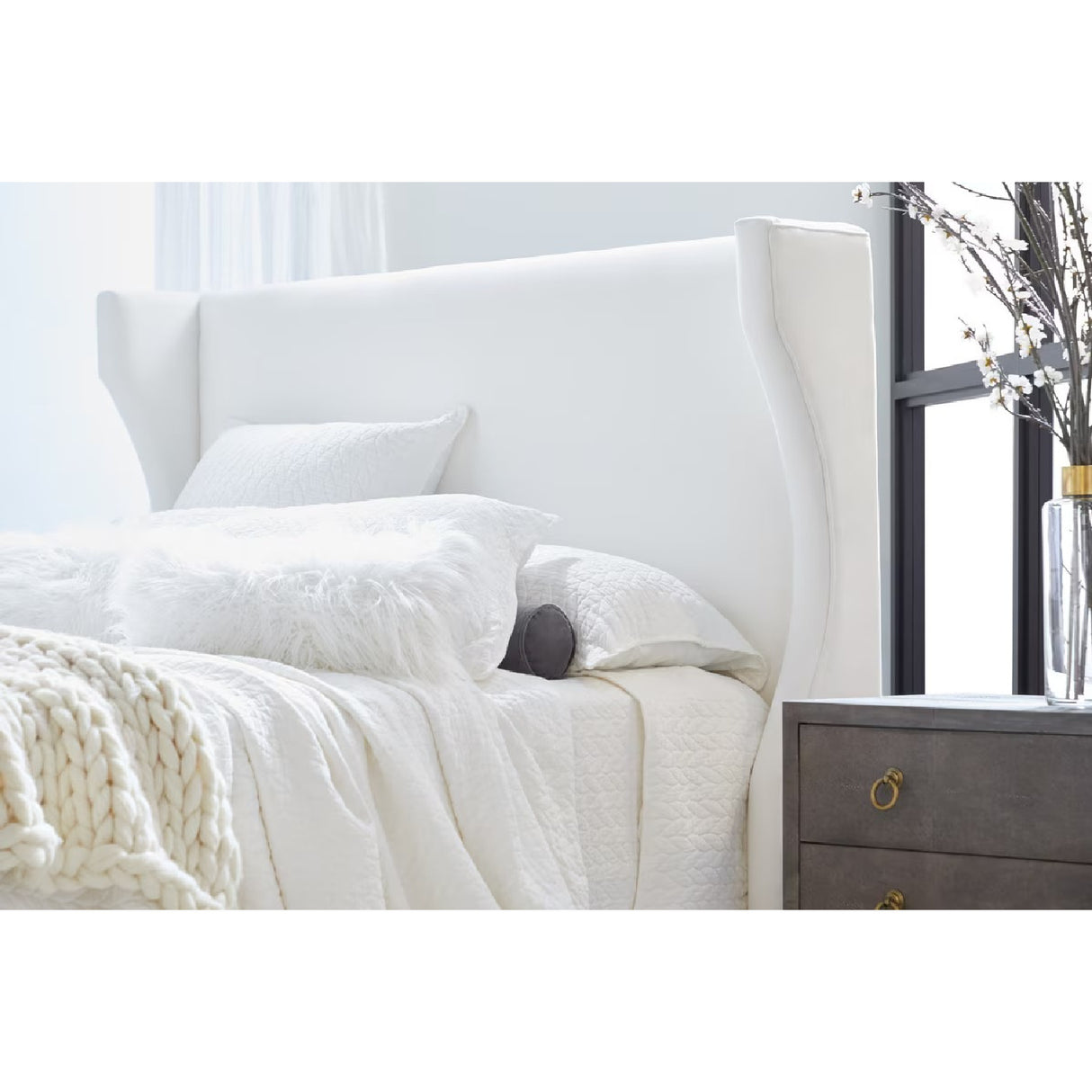 Wing-Shaped Headboard Queen Bed | Living Essentials Balboa – alternate view 31