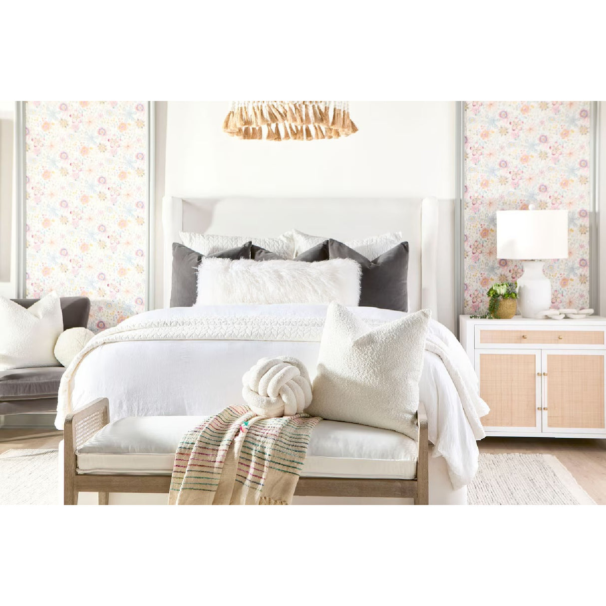 Wing-Shaped Headboard Queen Bed | Living Essentials Balboa – alternate view 37
