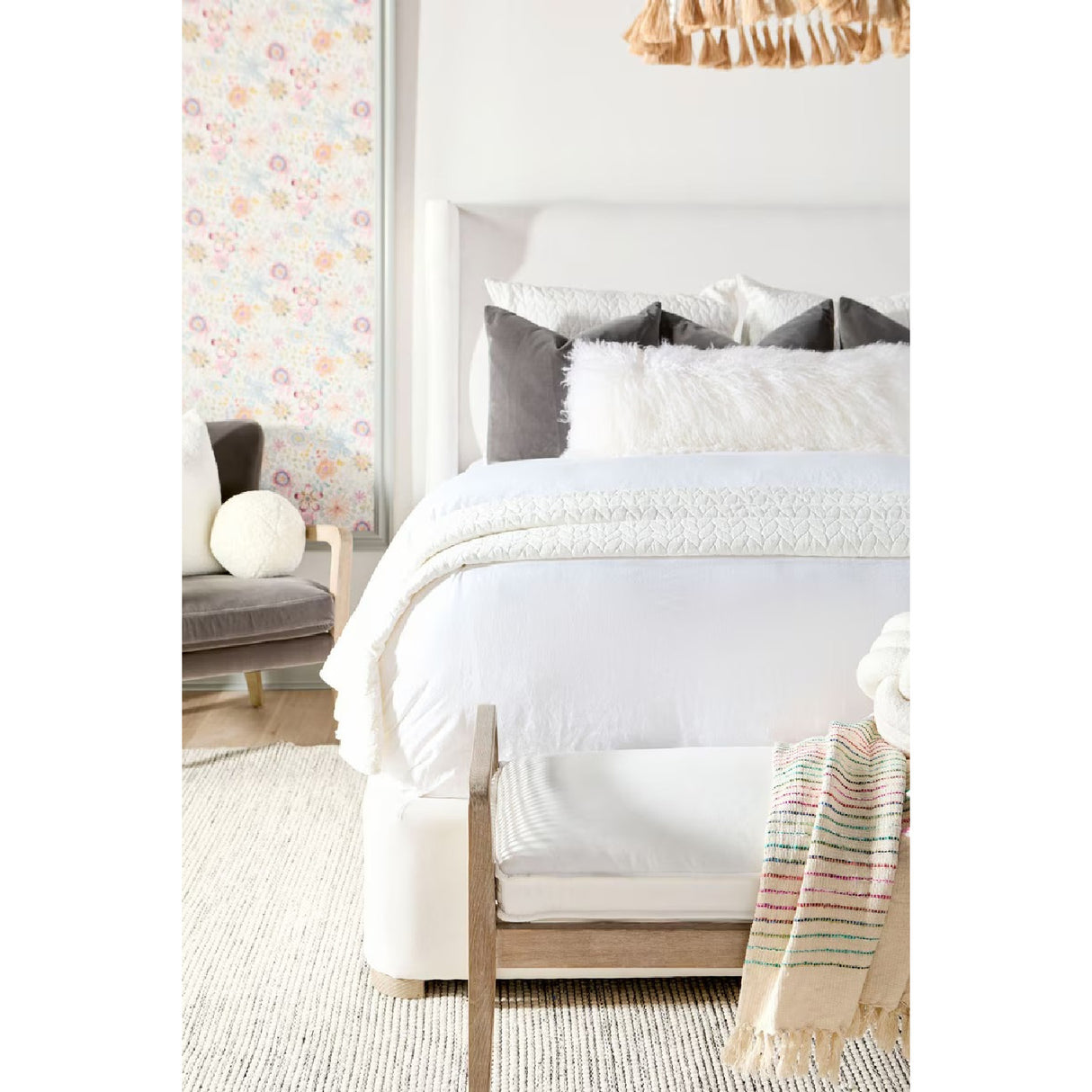 Wing-Shaped Headboard Queen Bed | Living Essentials Balboa – alternate view 38