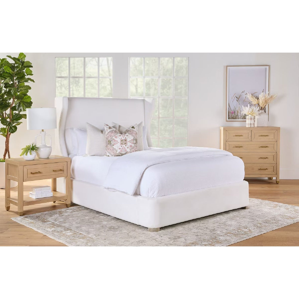 Wing-Shaped Headboard Queen Bed | Living Essentials Balboa – alternate view 40