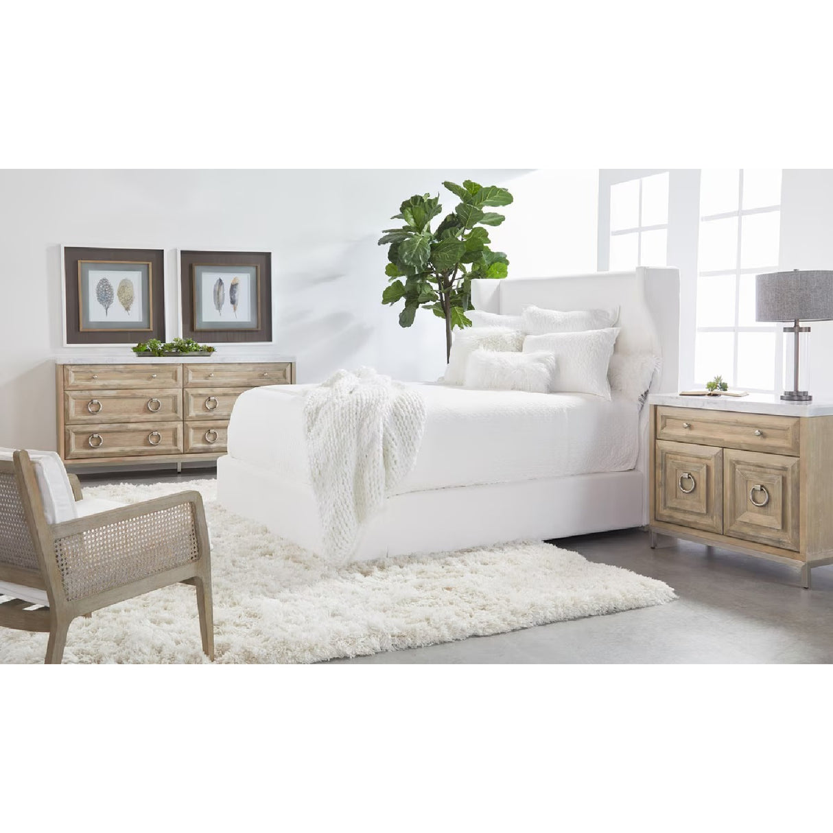 Wing-Shaped Headboard Queen Bed | Oroa.com