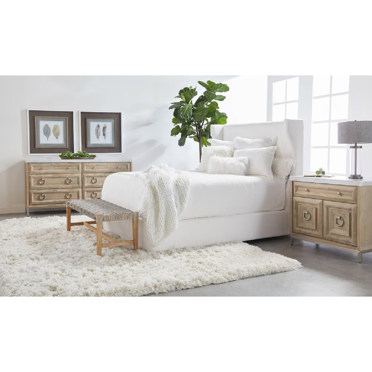 Wing-Shaped Headboard Queen Bed | Living Essentials Balboa – alternate view 42
