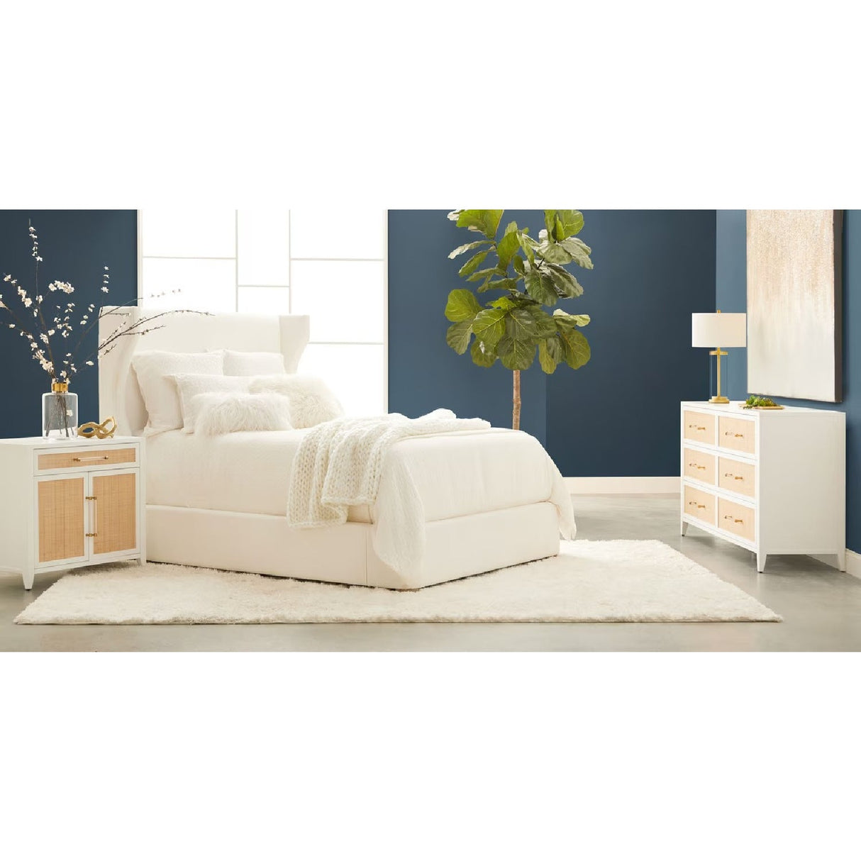 Wing-Shaped Headboard Queen Bed | Living Essentials Balboa – alternate view 44