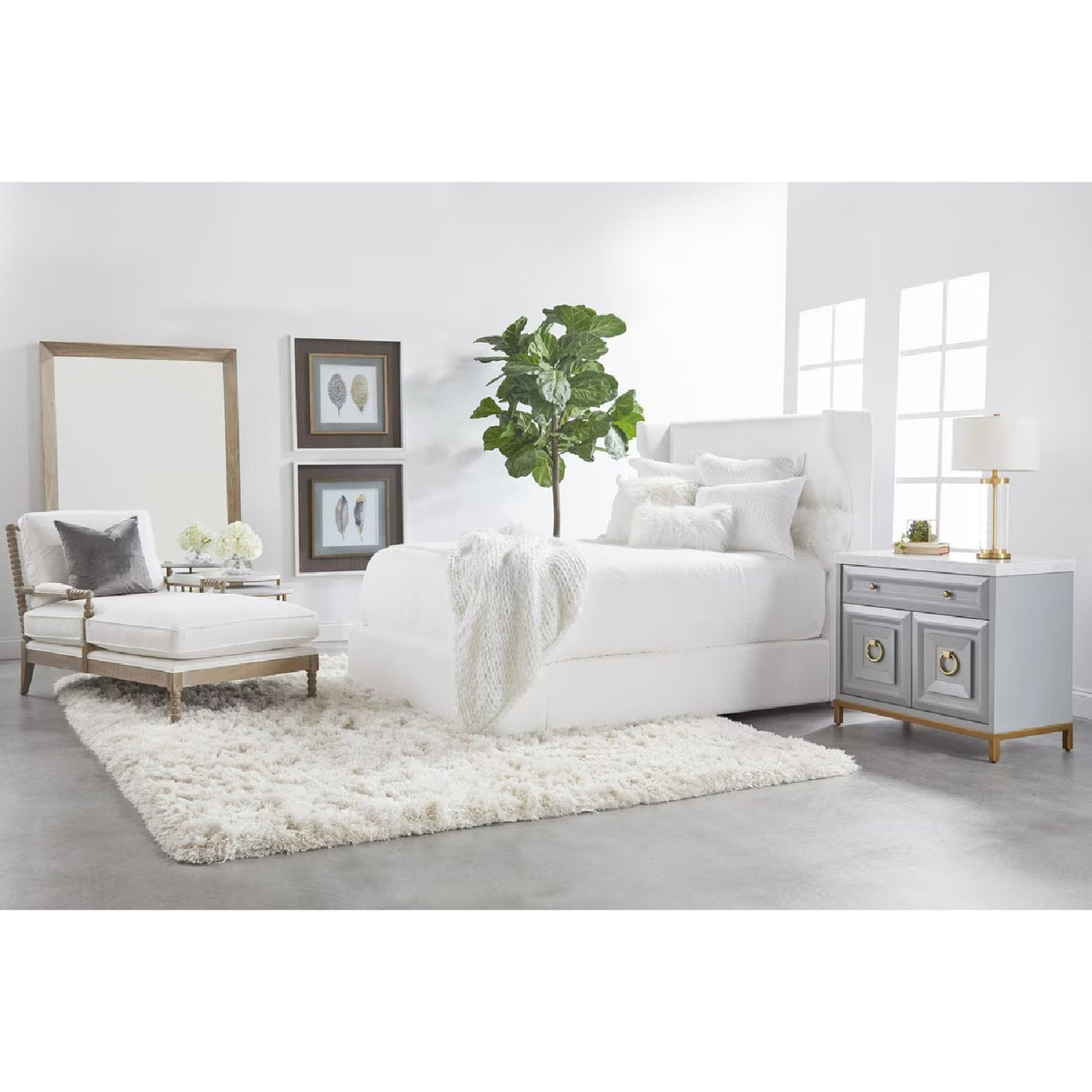 Wing-Shaped Headboard Queen Bed | Living Essentials Balboa – alternate view 27