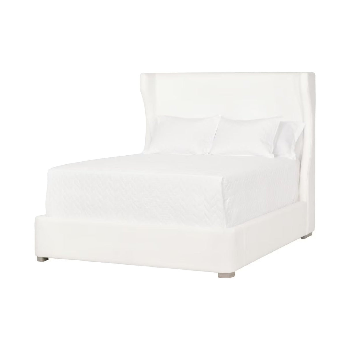 White Upholstered Bed | Living Essentials Balboa – side view
