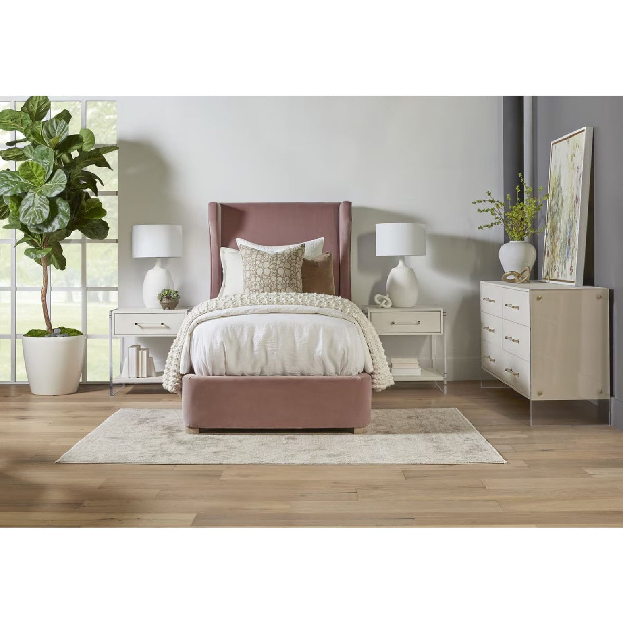 Modern European furniture - Velvet Winged Twin Bed - www.oroa.com