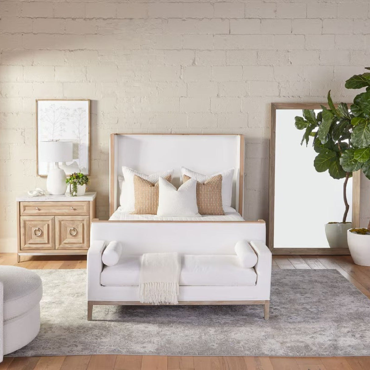 White Upholstered Bed | Living Essentials Tailor – alternate view 19