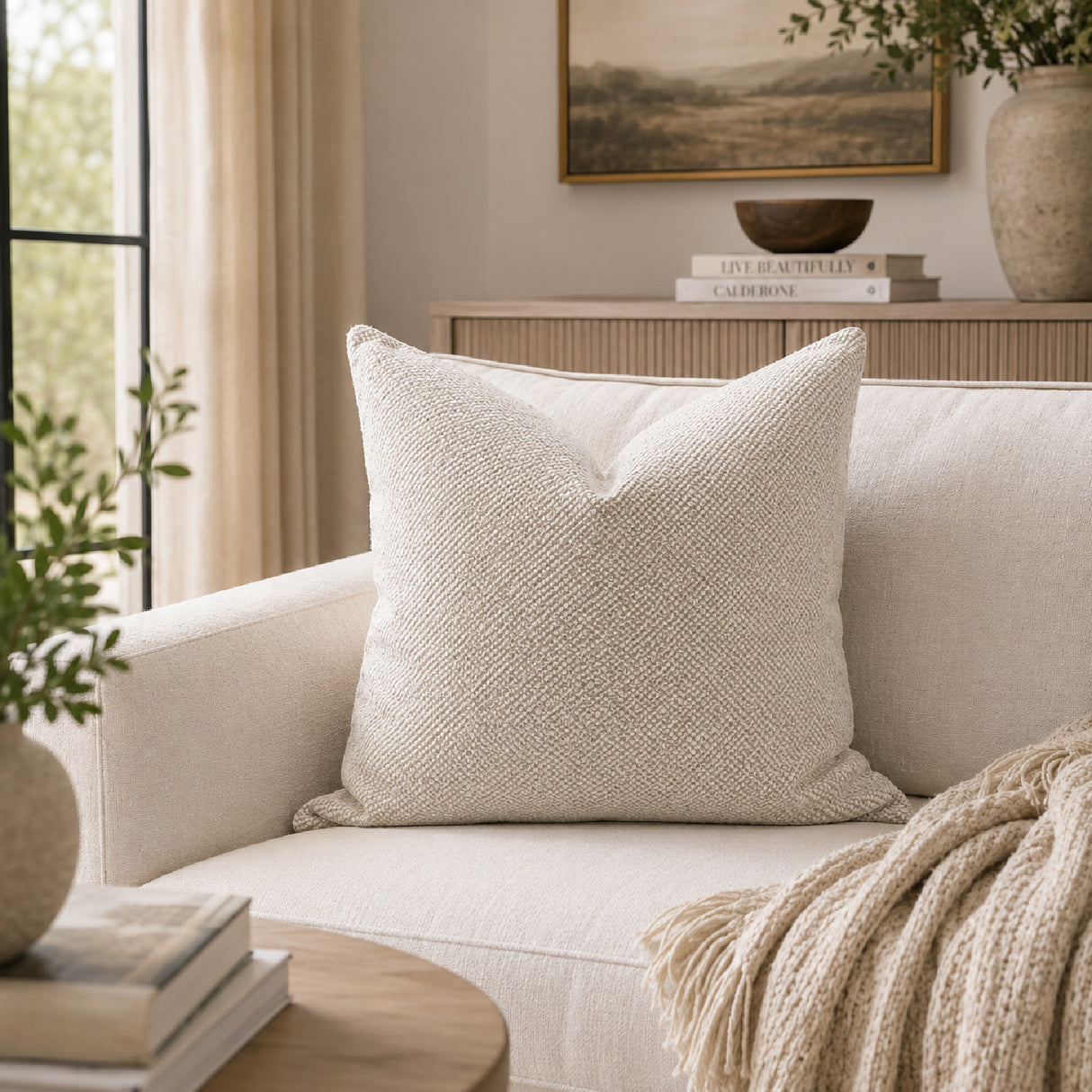 Minimalist Square Pillows (2) | Living Essentials The Basic – angled view