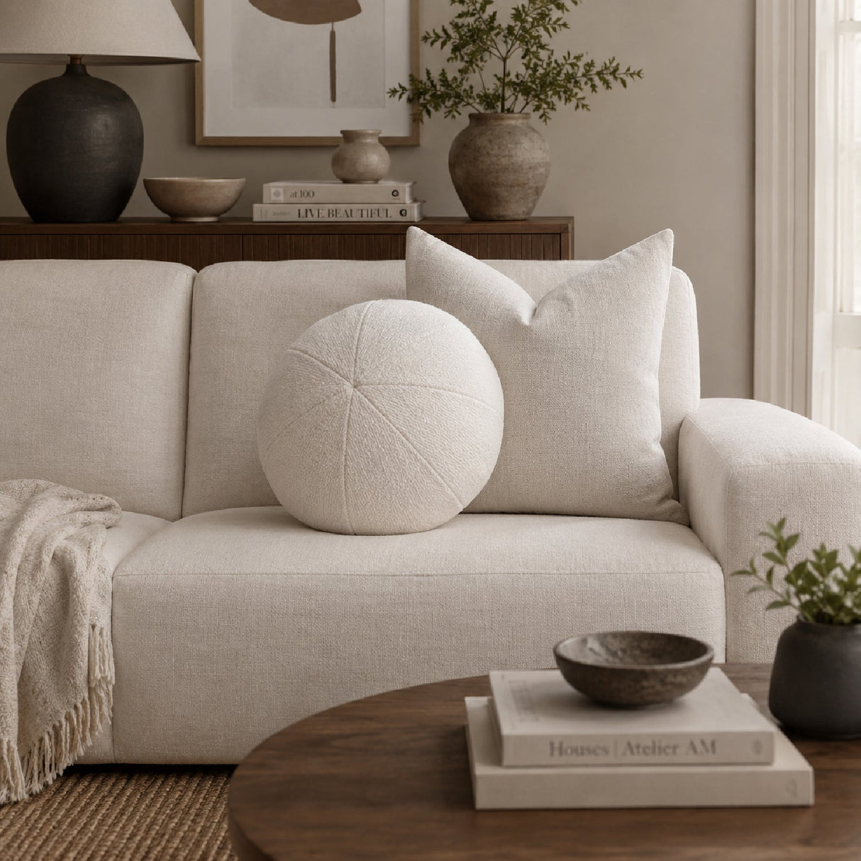 Round Minimalist Pillow | Living Essentials Sphere – alternate view 7
