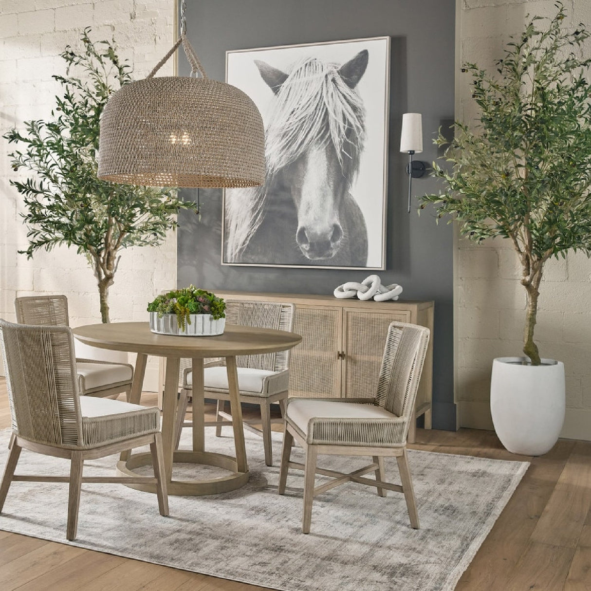 Round Oak Dining Table | Living Essentials Reeves – angled view