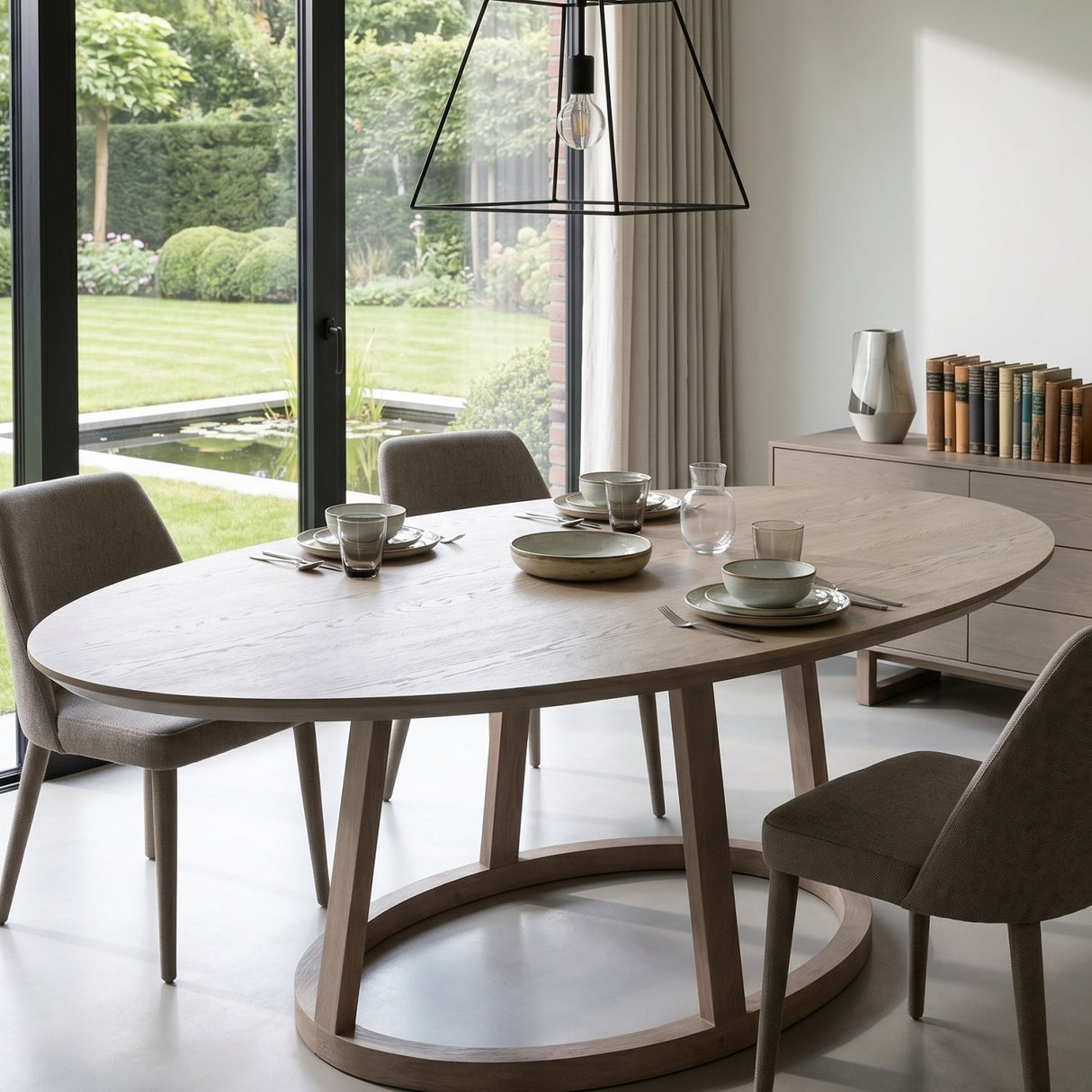 Oval Oak Dining Table | Living Essentials Reeves – angled view