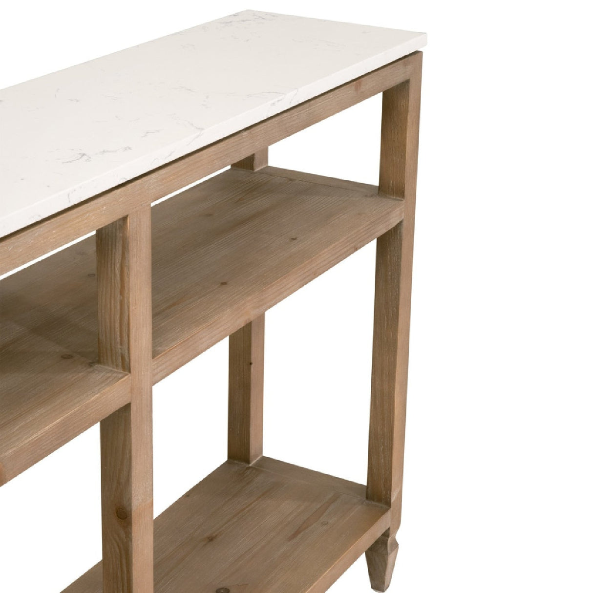 White Quartz Top Console Table | Living Essentials Emerie – rear view