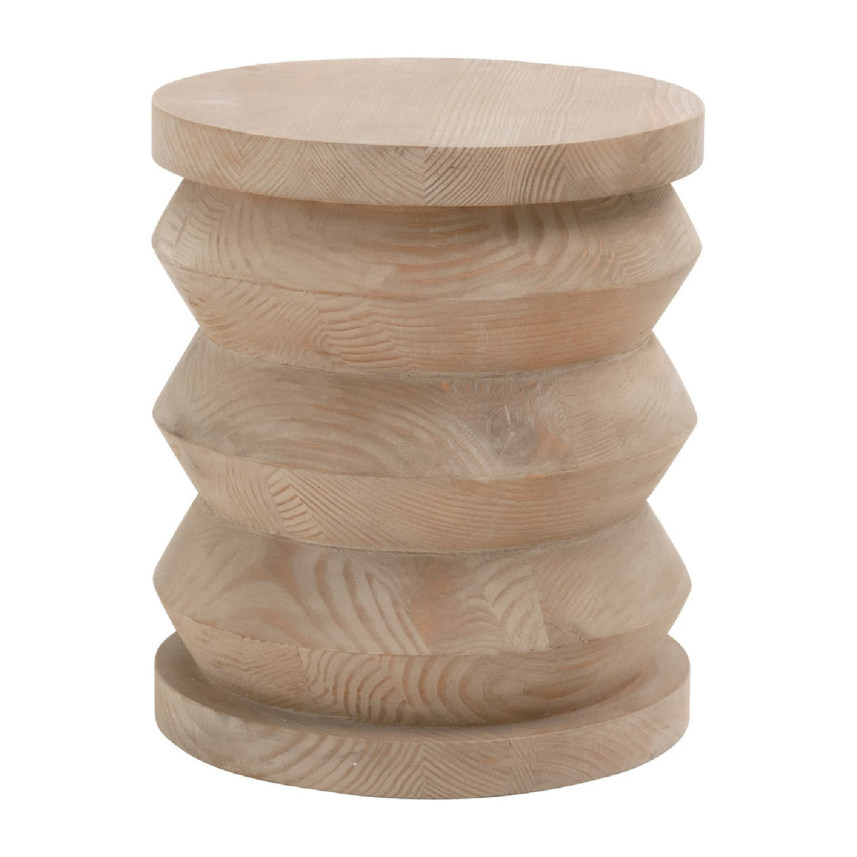 Pine Wood Cylindrical Accent Table | Living Essentials Pier – front view