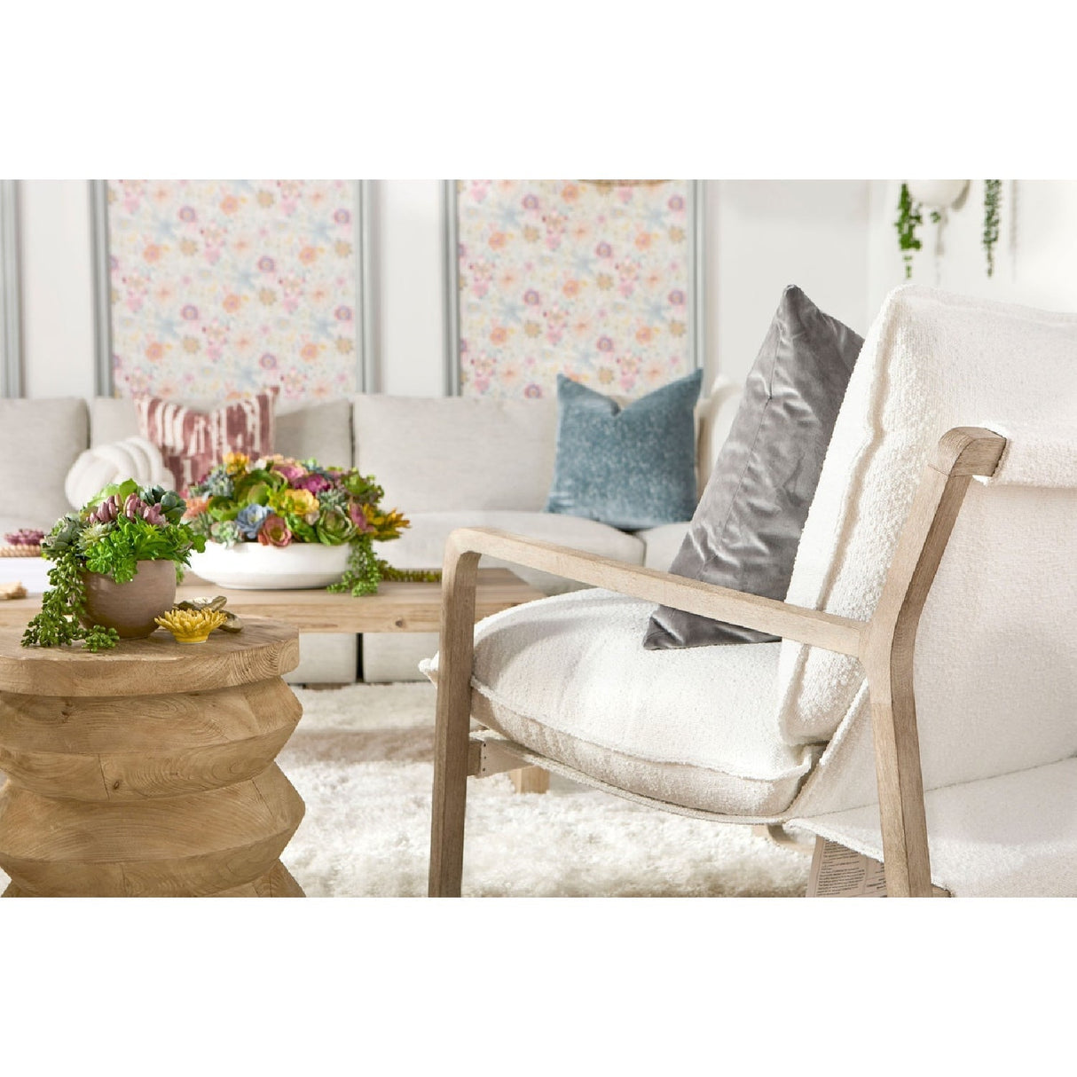 Pine Wood Cylindrical Accent Table | Living Essentials Pier – alternate view 14