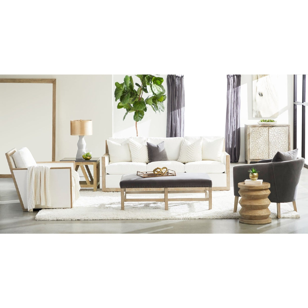 Pine Wood Cylindrical Accent Table | Living Essentials Pier – alternate view 15