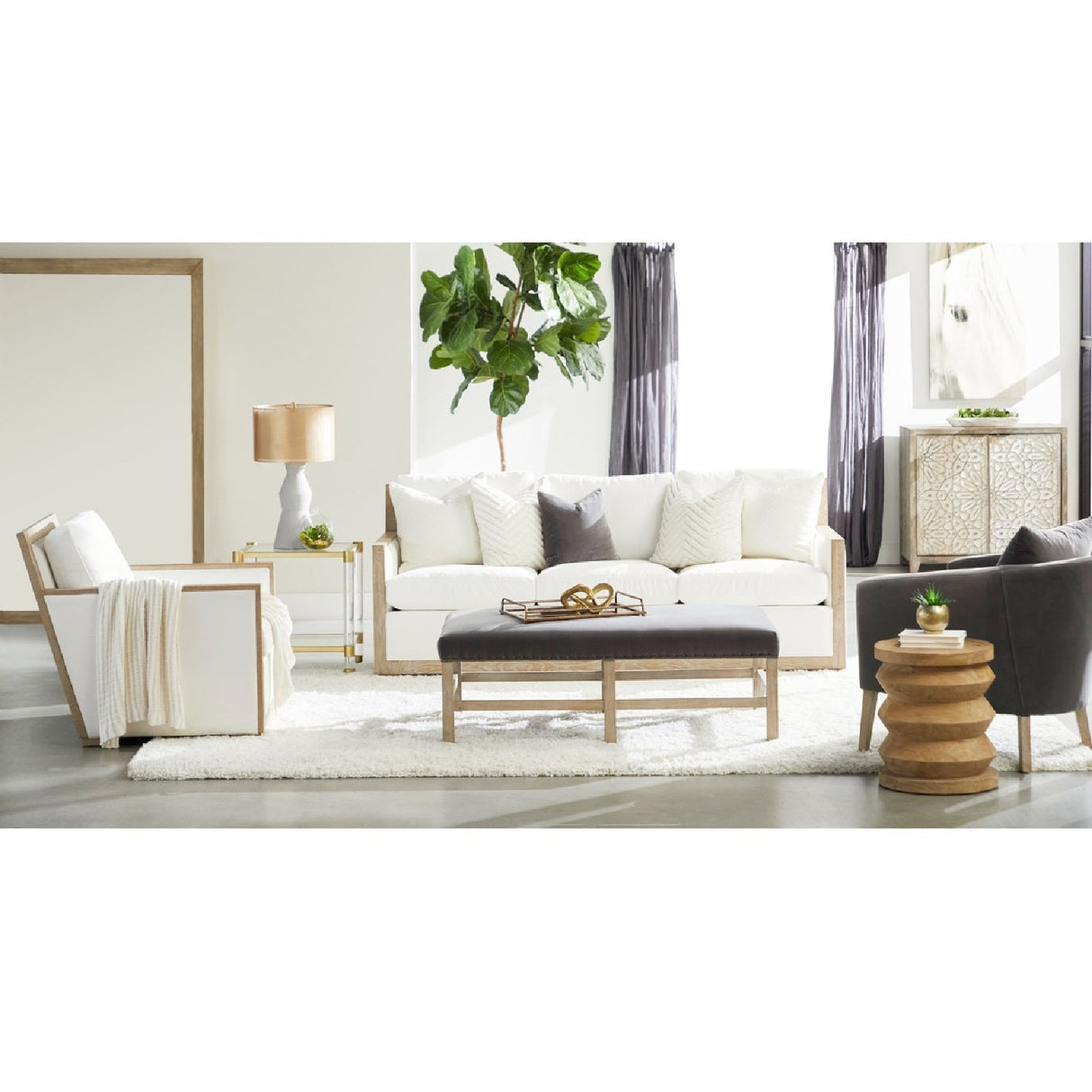 Pine Wood Cylindrical Accent Table | Living Essentials Pier – alternate view 16