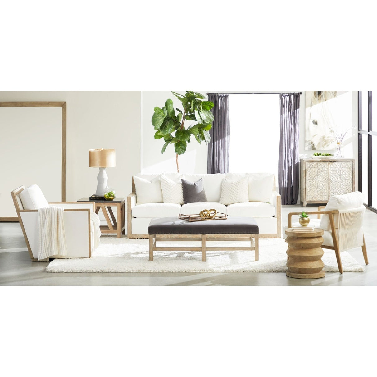 Pine Wood Cylindrical Accent Table | Living Essentials Pier – alternate view 17