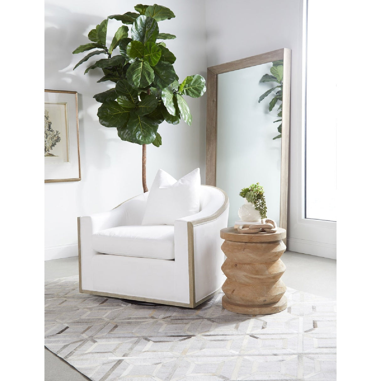 Pine Wood Cylindrical Accent Table | Living Essentials Pier – alternate view 18