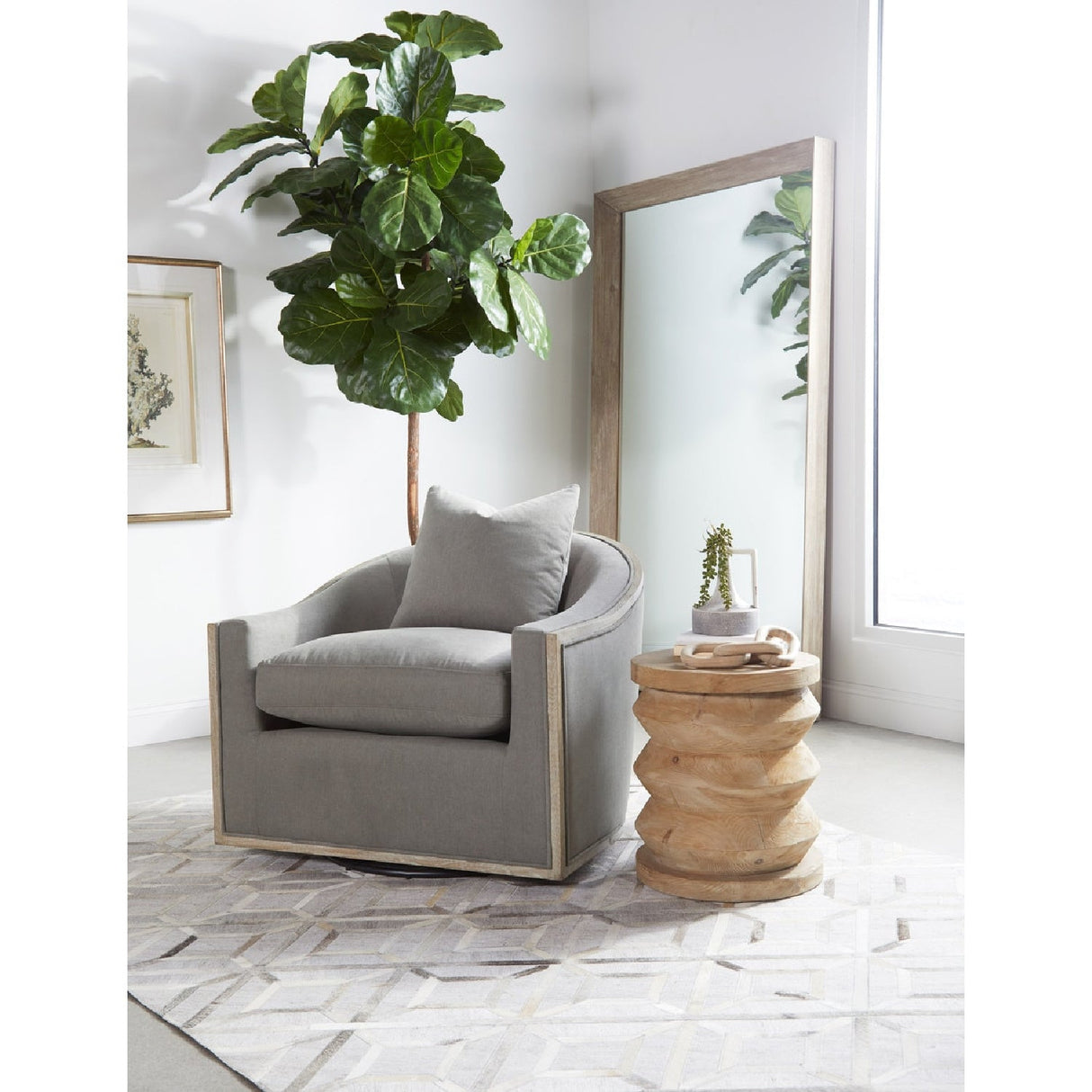 Pine Wood Cylindrical Accent Table | Living Essentials Pier – alternate view 19