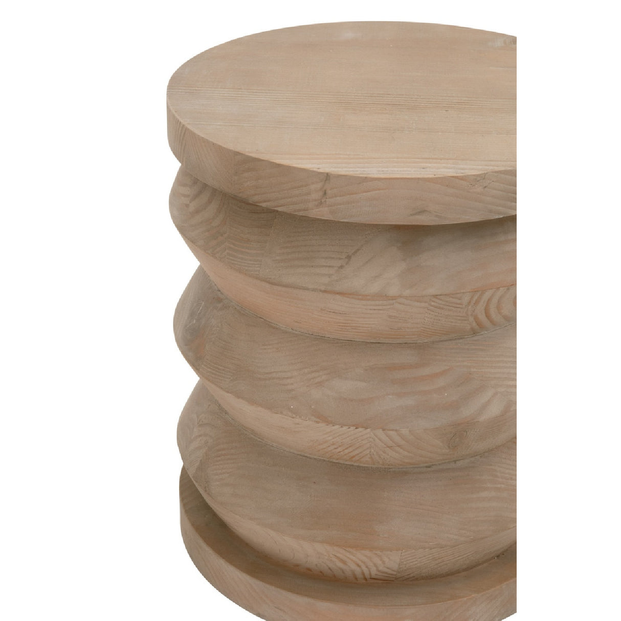 Pine Wood Cylindrical Accent Table | Living Essentials Pier – side view