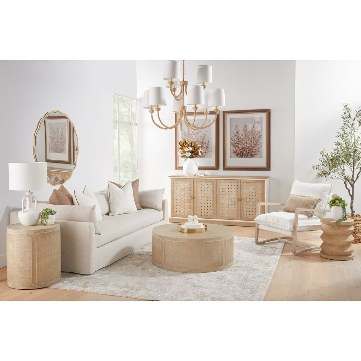 Pine Wood Cylindrical Accent Table | Living Essentials Pier – alternate view 23