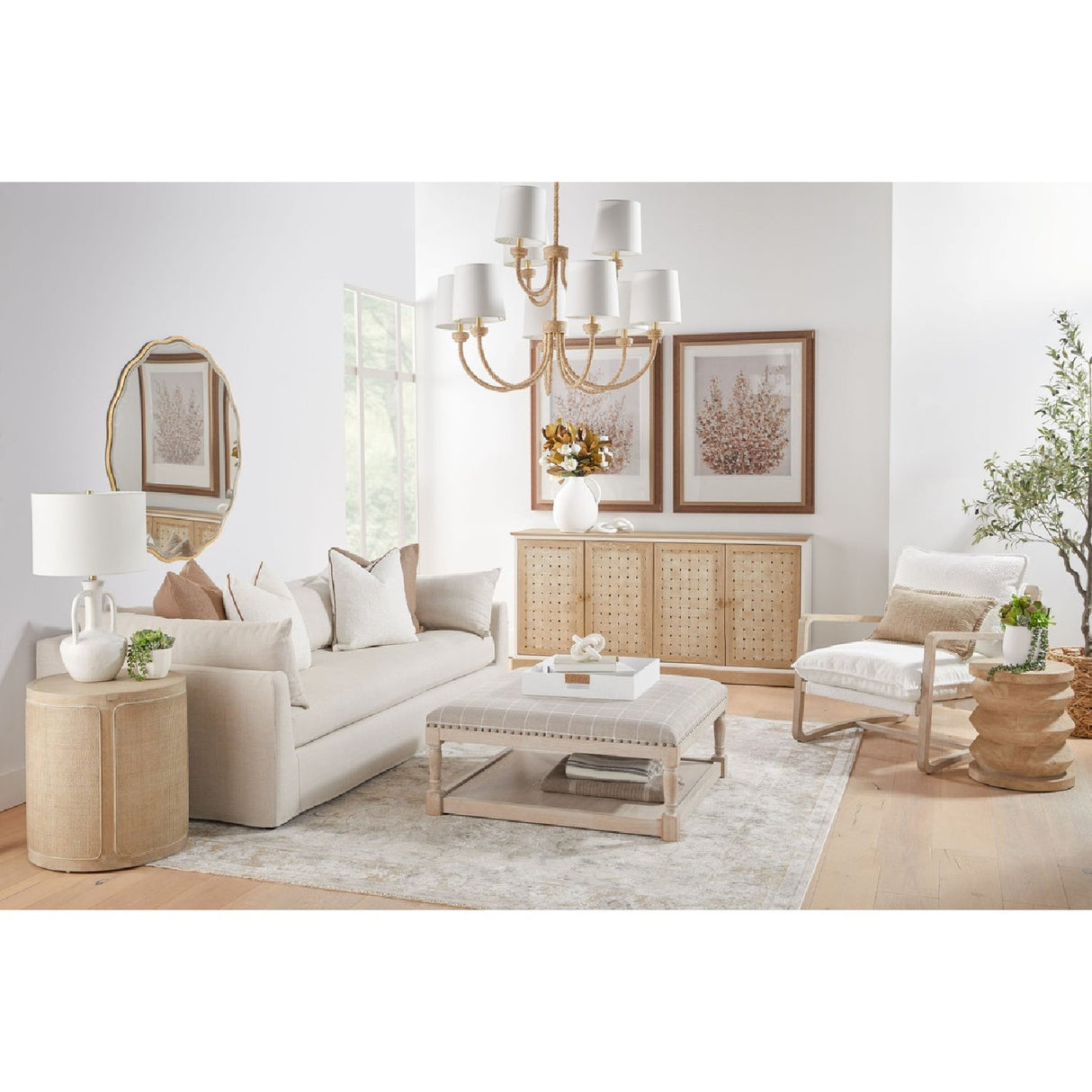 Pine Wood Cylindrical Accent Table | Living Essentials Pier – alternate view 25