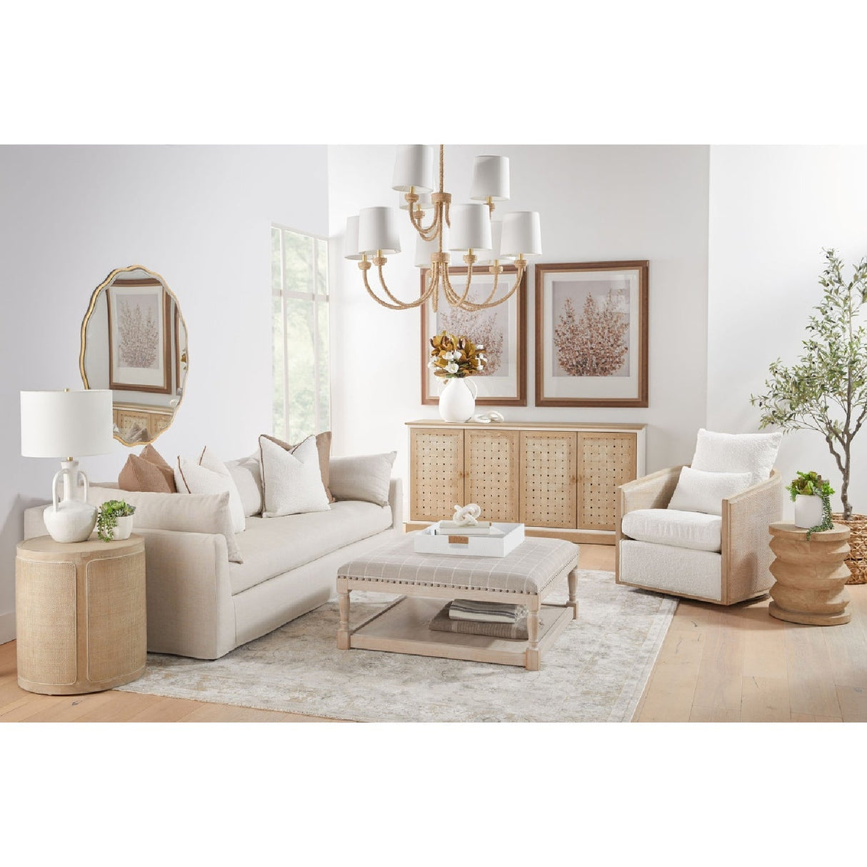 Pine Wood Cylindrical Accent Table | Living Essentials Pier – alternate view 27