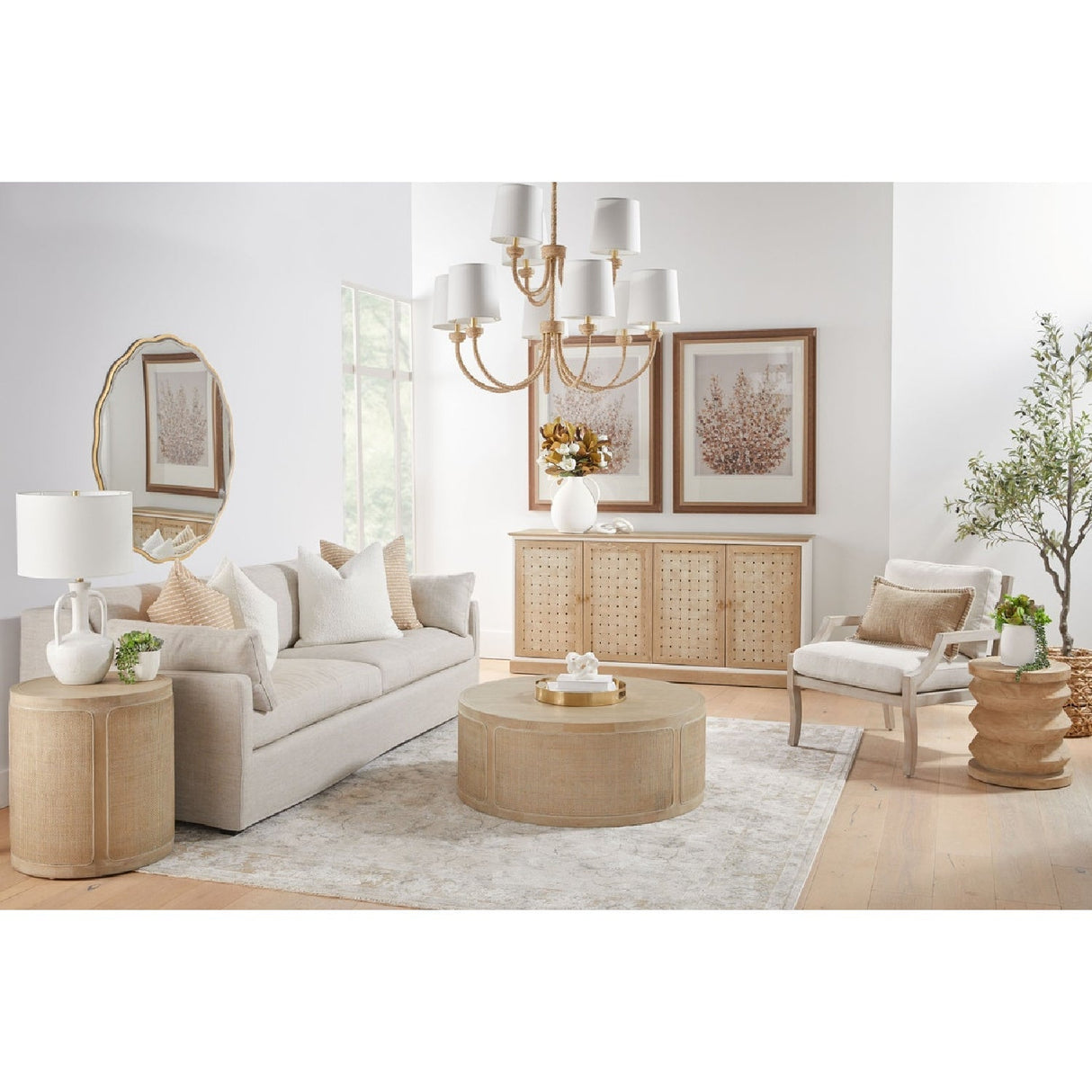Pine Wood Cylindrical Accent Table | Living Essentials Pier – alternate view 28