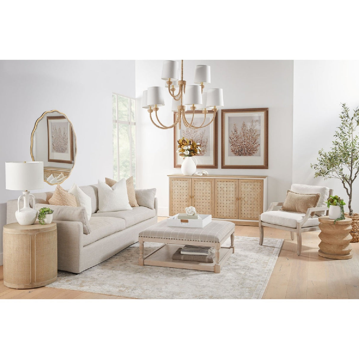 Pine Wood Cylindrical Accent Table | Living Essentials Pier – alternate view 29