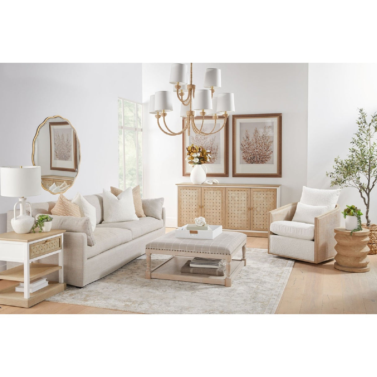 Pine Wood Cylindrical Accent Table | Living Essentials Pier – alternate view 30