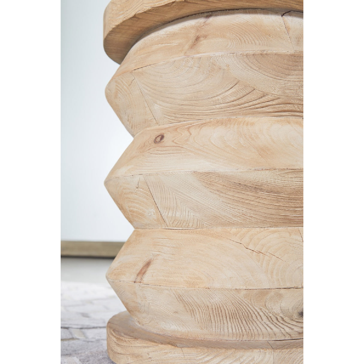 Pine Wood Cylindrical Accent Table | Living Essentials Pier – alternate view 5