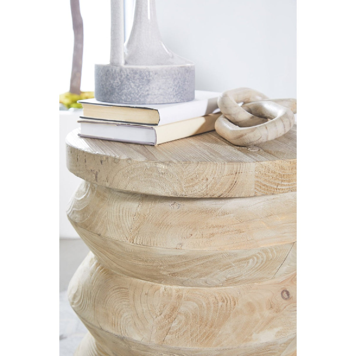 Pine Wood Cylindrical Accent Table | Living Essentials Pier – alternate view 7
