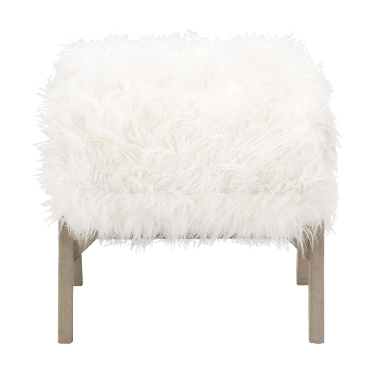 White Fur Ottoman | Living Essentials Tibet – rear view