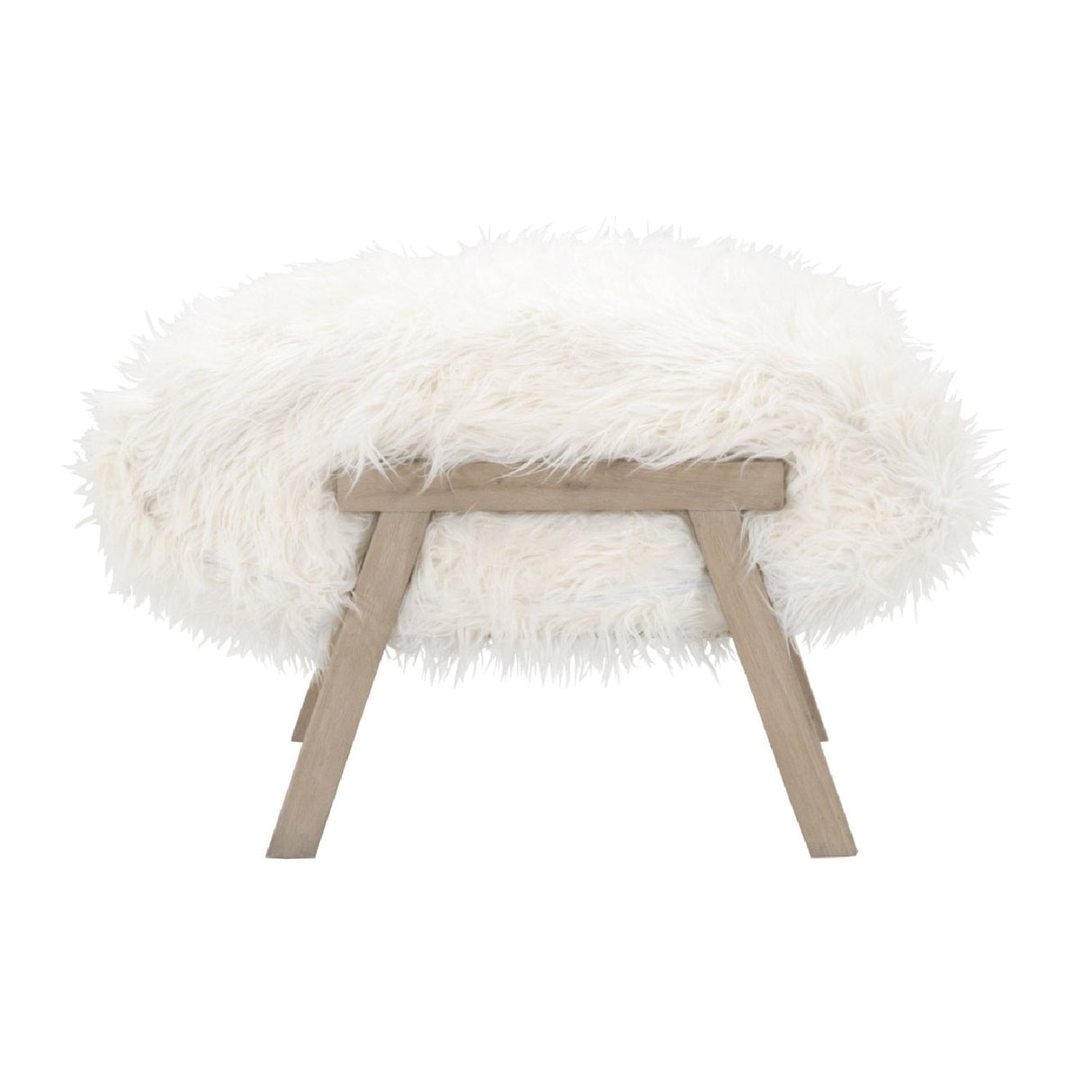 White Fur Ottoman | Living Essentials Tibet – front view
