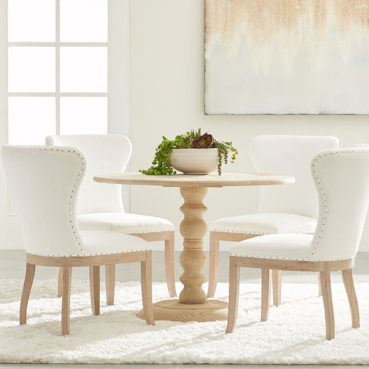 Gray Pine Round Dining Table | Living Essentials Chelsea – alternate view 7