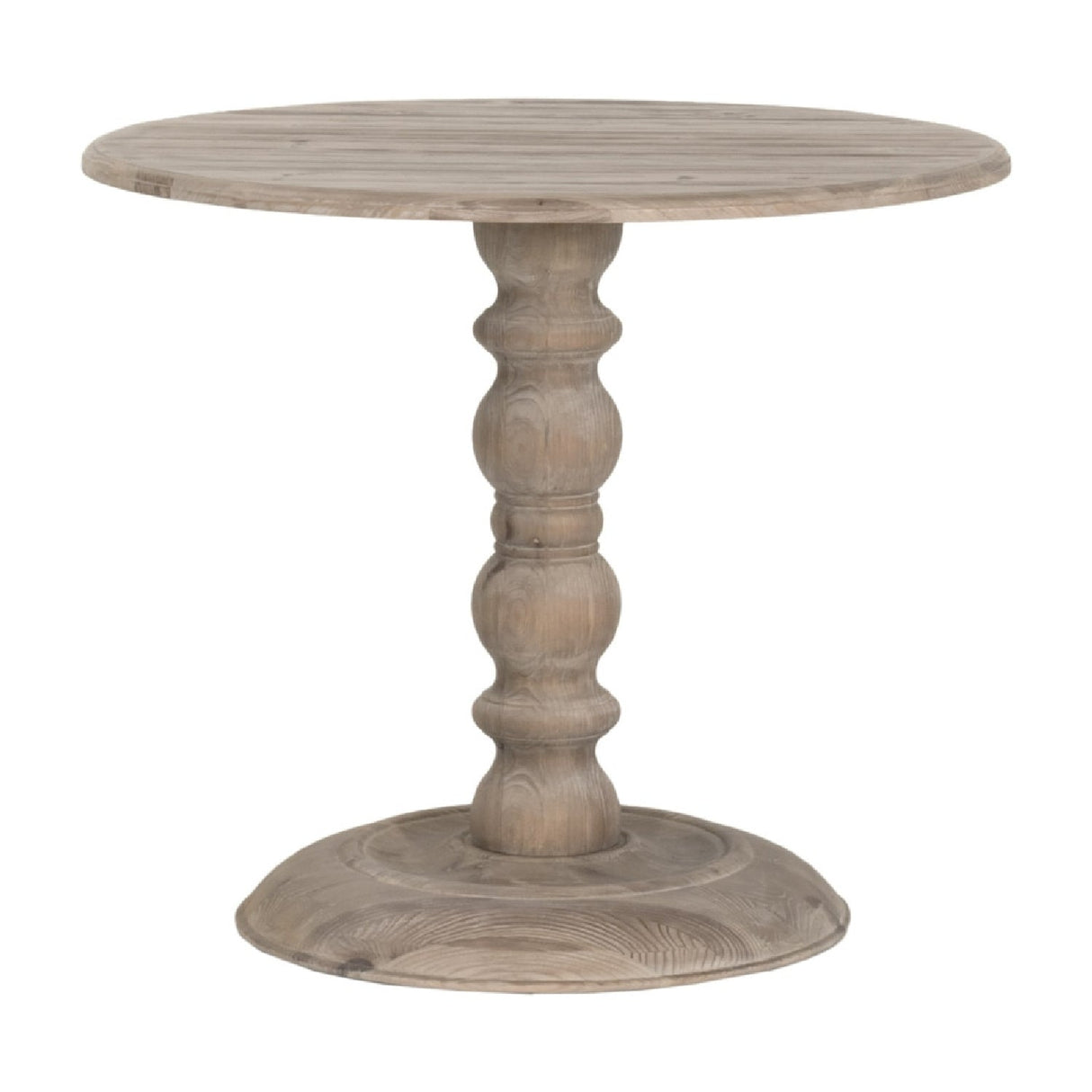 Gray Pine Round Dining Table | Living Essentials Chelsea – side view