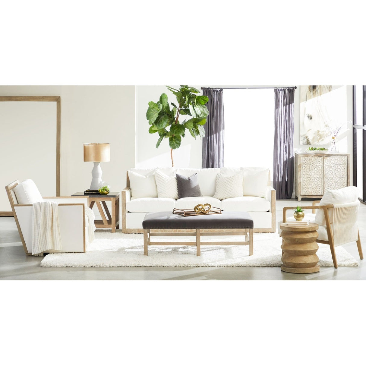 Oak Framed White Cushion Club Chair | Living Essentials Harbor – alternate view 14