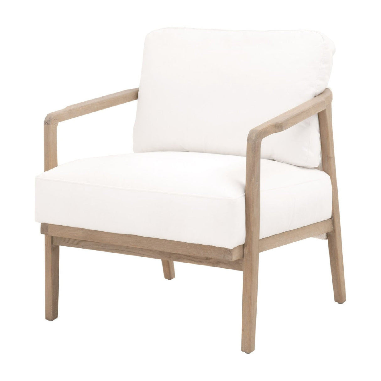 Oak Framed White Cushion Club Chair | Living Essentials Harbor – side view