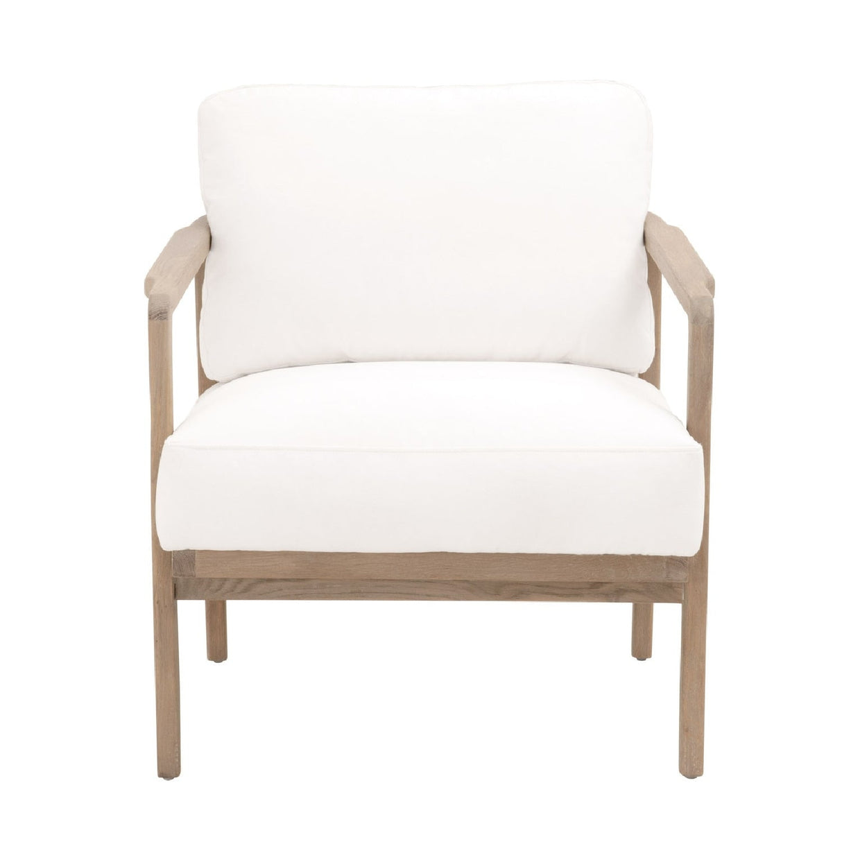 Oak Framed White Cushion Club Chair | Living Essentials Harbor – front view