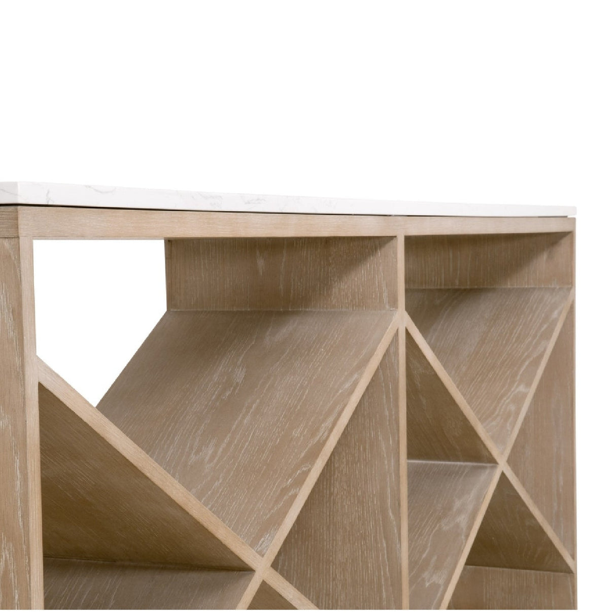 Crisscross Oak Console Table | Living Essentials Cellar – rear view