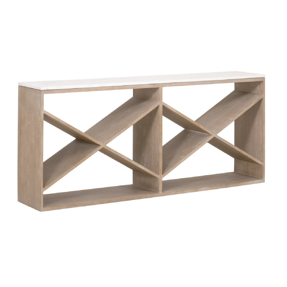 Crisscross Oak Console Table | Living Essentials Cellar – side view