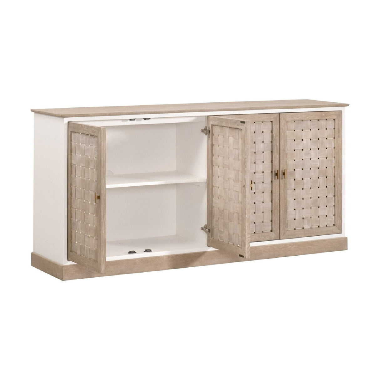 4-Door Woven Style Oak Sideboard | Living Essentials Weave – side view