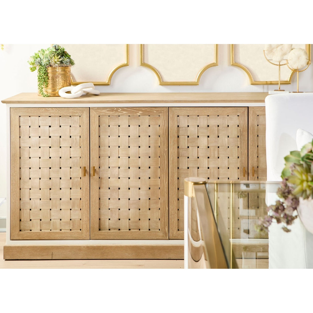 4-Door Woven Style Oak Sideboard | Living Essentials Weave – alternate view 18