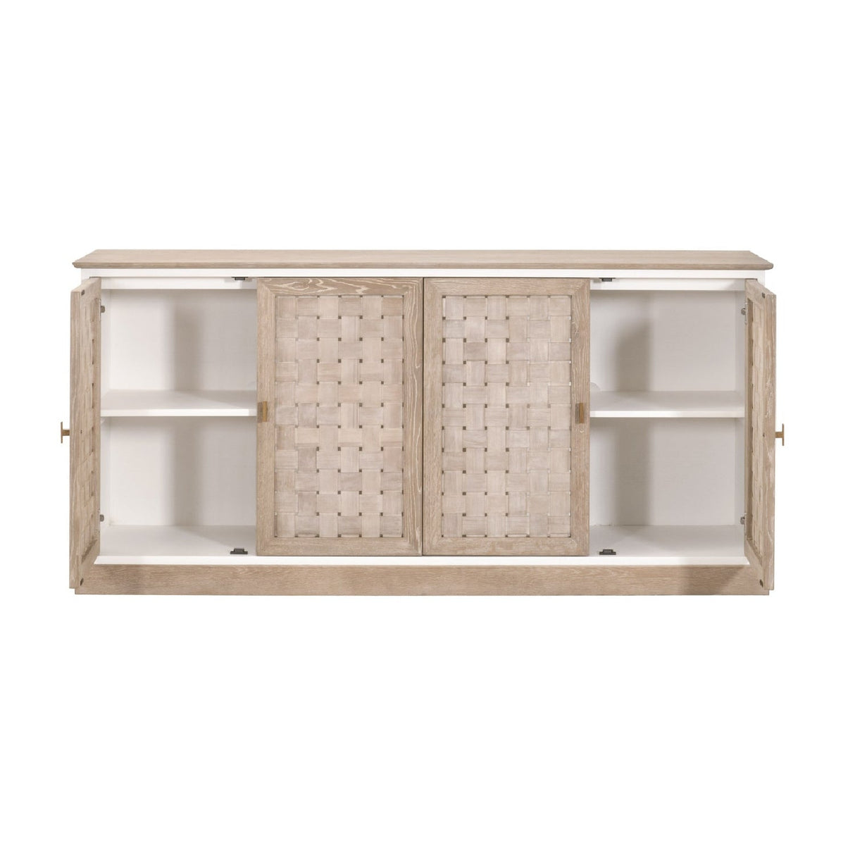 4-Door Woven Style Oak Sideboard | Living Essentials Weave – rear view