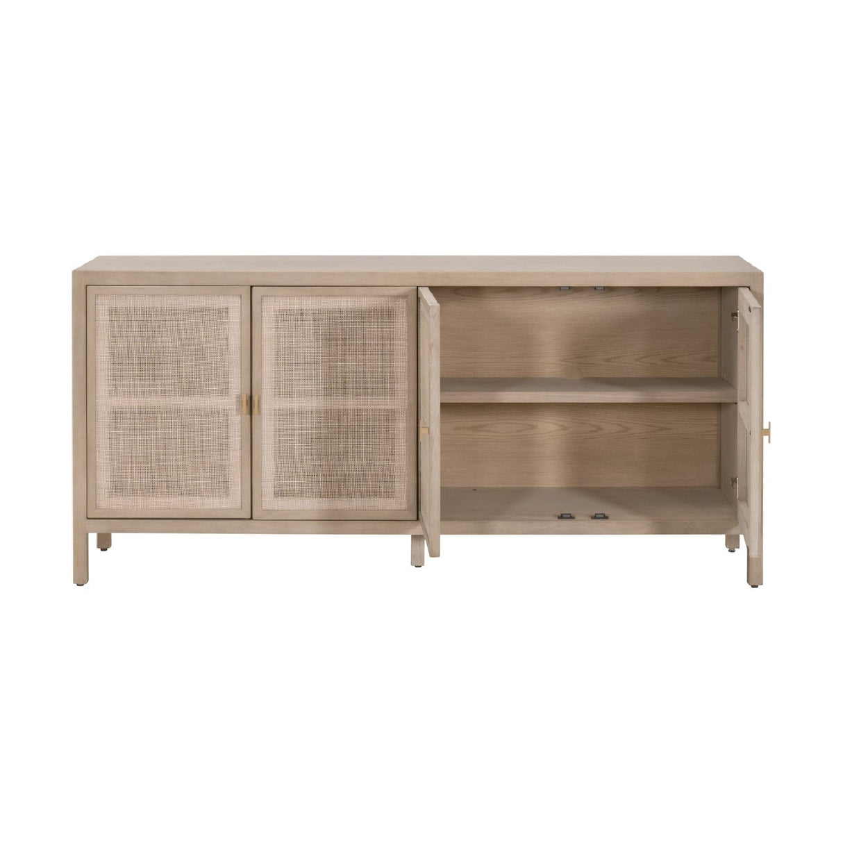 4-Door Gray Cane Media Sideboard | Living Essentials Carina – rear view