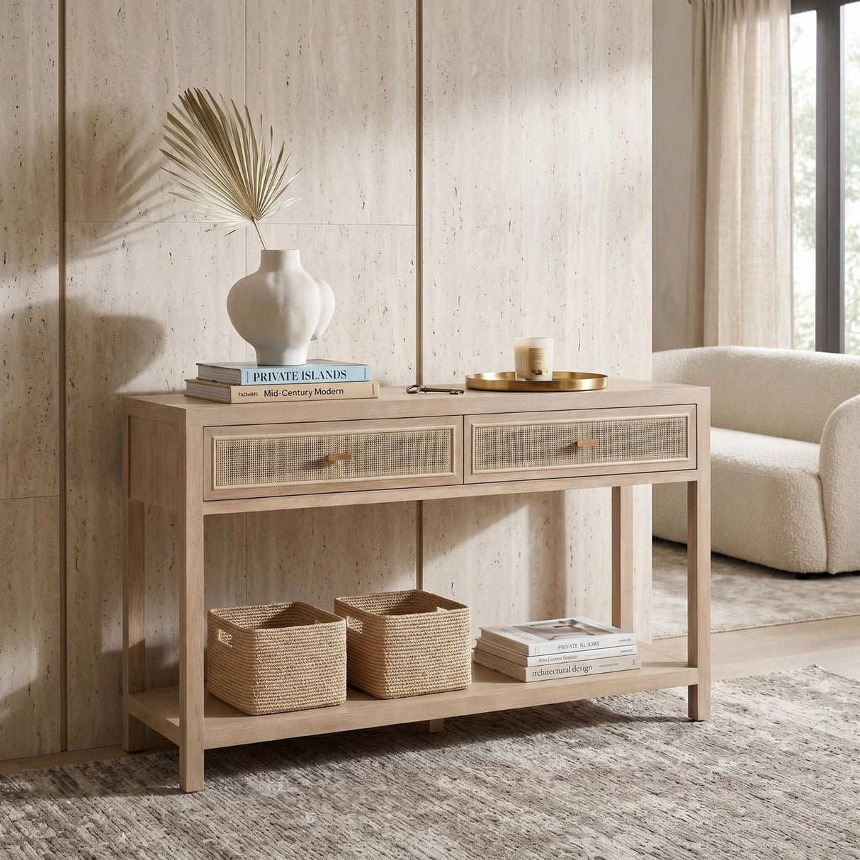 Modern European furniture - Gray Oak 2-Drawer Console Table - www.oroa.com